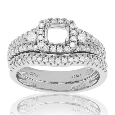 Vir Jewels 0.60 Cttw Diamond Semi Mount Bridal Set With Center Princess Silver
