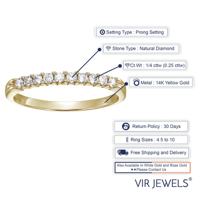 Shop Vir Jewels 1/4 Cttw Round Diamond Wedding Band For Women In 14k Yellow Gold, 10 Stones Prong Set In Silver