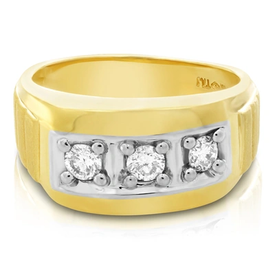 Vir Jewels 1/2 Cttw Men's 3 Stone Diamond Engagement Ring 14k Yellow Gold Si Clarity In Silver