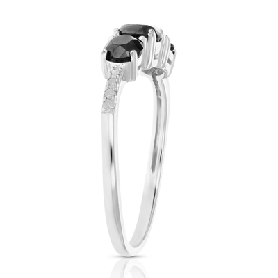 Vir Jewels 1 Cttw 3 Stone Black And White Diamond Ring With Twist In .925 Sterling Silver