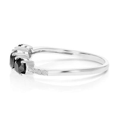 Vir Jewels 1 Cttw 3 Stone Black And White Diamond Ring With Twist In .925 Sterling Silver