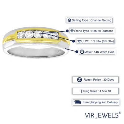 Vir Jewels 1/2 Cttw Men's 5 Stone Diamond Engagement Ring 14k Two Tone Gold Si Clarity In Silver