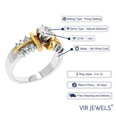 Shop Vir Jewels 1 Cttw Cz And Diamond Engagement Ring 14k Two Tone Gold Round Bridal In Silver