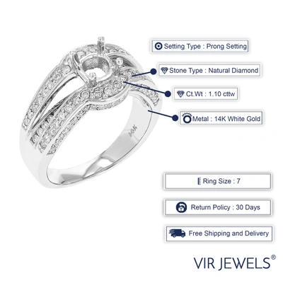 Shop Vir Jewels 1.10 Cttw Semi Mount Diamond Engagement Ring 14k White Gold Round Bridal In Silver