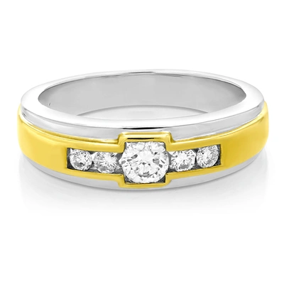 Vir Jewels 1/2 Cttw Men's 5 Stone Diamond Engagement Ring 14k Two Tone Gold Round In Silver