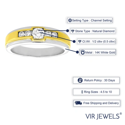 Vir Jewels 1/2 Cttw Men's 5 Stone Diamond Engagement Ring 14k Two Tone Gold Round In Silver