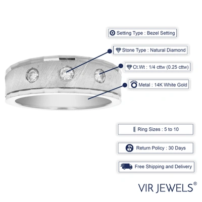 Vir Jewels 1/4 Cttw Si2-i1 3 Stone 14k Gold Machine Set Diamond Wedding Band In Silver