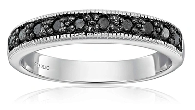 Vir Jewels 1/4 Cttw Black Diamond Ring Wedding Band With Milgrain In .925 Sterling Silver In Silver