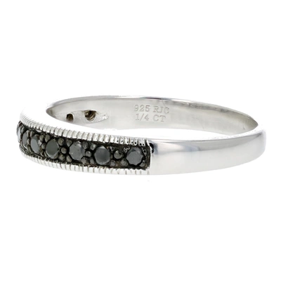 Vir Jewels 1/4 Cttw Black Diamond Ring Wedding Band With Milgrain In .925 Sterling Silver In Silver