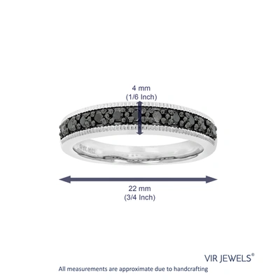 Vir Jewels 1/4 Cttw Black Diamond Ring Wedding Band With Milgrain In .925 Sterling Silver In Silver