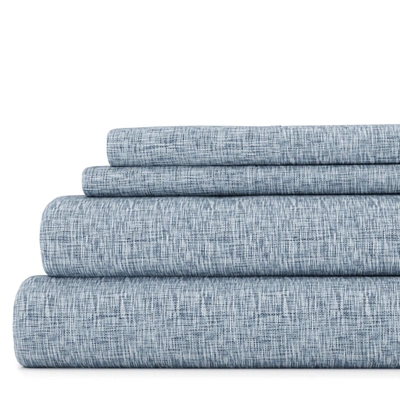 Shop Ienjoy Home Chambray Light Gray Pattern Sheet Set Ultra Soft Microfiber Bedding, California King In Blue