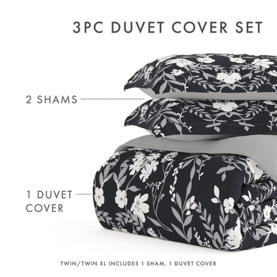Shop Ienjoy Home Secret Garden Black Reversible Pattern Duvet Cover Set Ultra Soft Microfiber Bedding, King/cal-king
