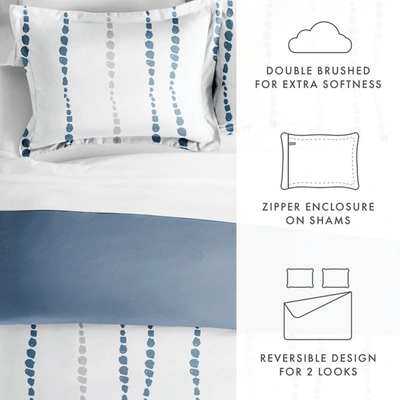 Shop Ienjoy Home Urban Vibe Navy Reversible Pattern Duvet Cover Set Ultra Soft Microfiber Bedding, King/cal-king In Blue