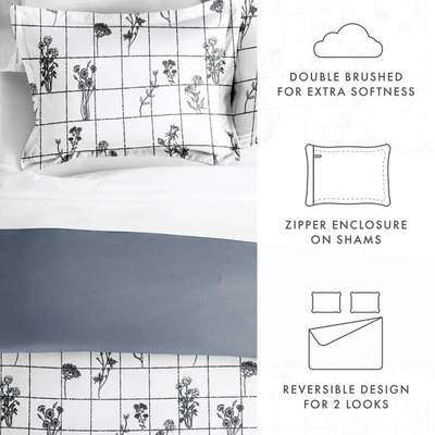 Shop Ienjoy Home Flower Field Gray Reversible Pattern Duvet Cover Set Ultra Soft Microfiber Bedding, Full/queen In Grey