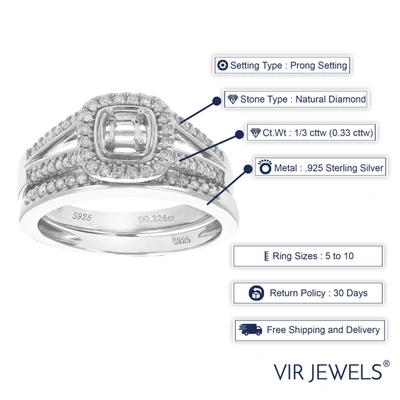 Vir Jewels 1/3 Cttw Semi Mount Diamond Bridal Set With Princess Center Silver Size 7 In Silver