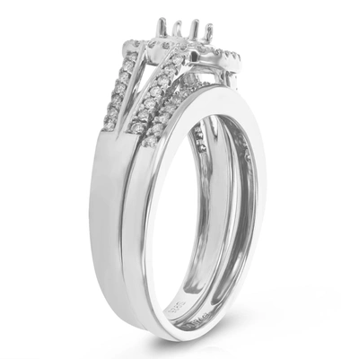 Vir Jewels 1/3 Cttw Semi Mount Diamond Bridal Set With Princess Center Silver Size 7 In Silver