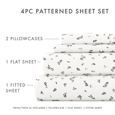 Shop Ienjoy Home Spotted Leaves Light Gray Pattern Sheet Set Ultra Soft Microfiber Bedding, King In Grey