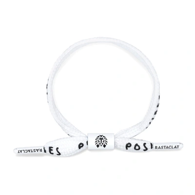 Shop Rastaclat Original Hand Assembled White Positive Vibes Adjustable Single Lace Bracelet In Silver