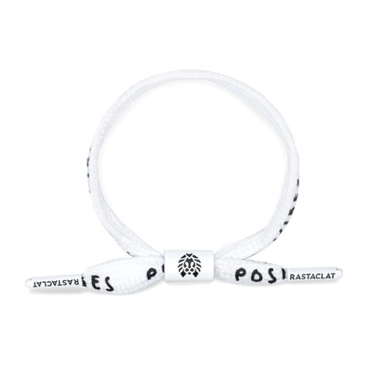 Rastaclat Original Hand Assembled White Positive Vibes Adjustable Single Lace Bracelet In Silver