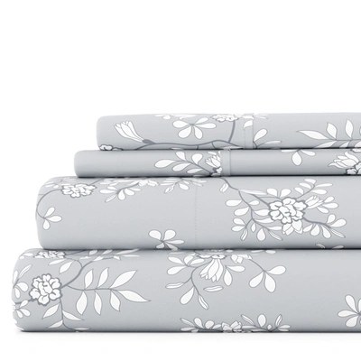 Shop Ienjoy Home Trellis Vine Light Gray Pattern Sheet Set Ultra Soft Microfiber Bedding, Queen In Grey