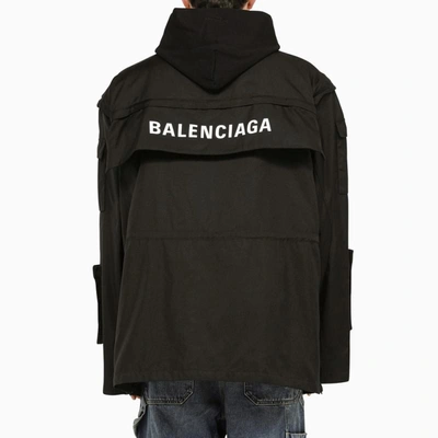 Shop Balenciaga Short Coated Parka In Black
