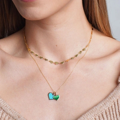 Shop The Lovery Mini Malachite Heart Charm In Gold
