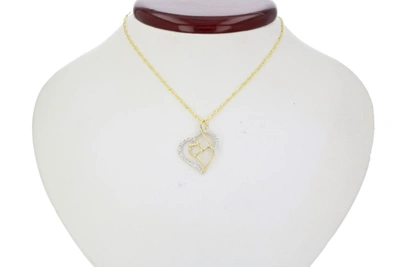 Vir Jewels 1/10 Cttw Diamond Cat And Heart Pendant 14k Yellow Gold 18 Inch Chain In Silver