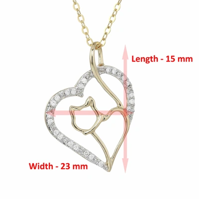 Vir Jewels 1/10 Cttw Diamond Cat And Heart Pendant 14k Yellow Gold 18 Inch Chain In Silver