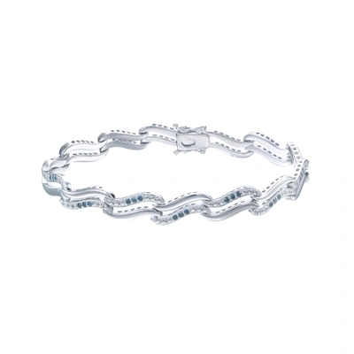 Vir Jewels 1/2 Cttw Blue Diamond Tennis Bracelet .925 Sterling Silver With Rhodium Infinity In Silver
