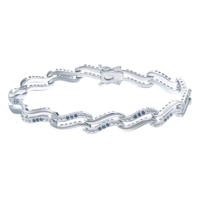 Vir Jewels 1/2 Cttw Blue Diamond Tennis Bracelet .925 Sterling Silver With Rhodium Infinity In Silver