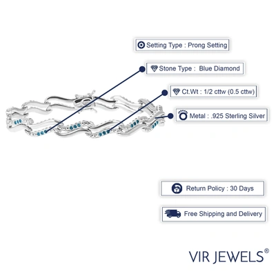 Vir Jewels 1/2 Cttw Blue Diamond Tennis Bracelet .925 Sterling Silver With Rhodium Infinity In Silver