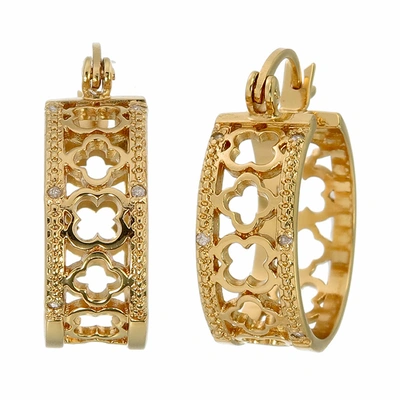 Shop Vir Jewels 1/20 Cttw Diamond Hoop Earrings Yellow Gold Plated Over Brass Clover 1/2 Inch