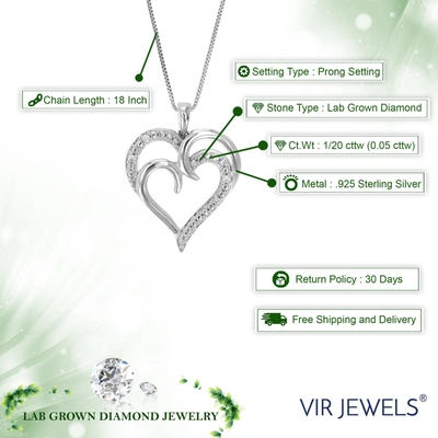 Vir Jewels 1/20 Cttw Round Cut 5 Stones Lab Grown Diamond Heart Pendant Necklace .925 Sterling Silver 3/4 Inch In Silver