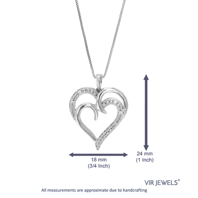 Vir Jewels 1/20 Cttw Round Cut 5 Stones Lab Grown Diamond Heart Pendant Necklace .925 Sterling Silver 3/4 Inch In Silver