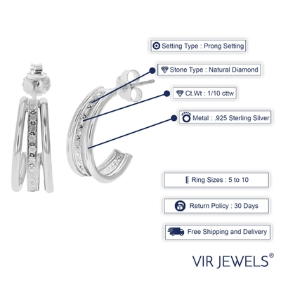 Vir Jewels 1/10 Cttw Diamond Hoop Earrings .925 Sterling Silver With Rhodium Plating In Silver