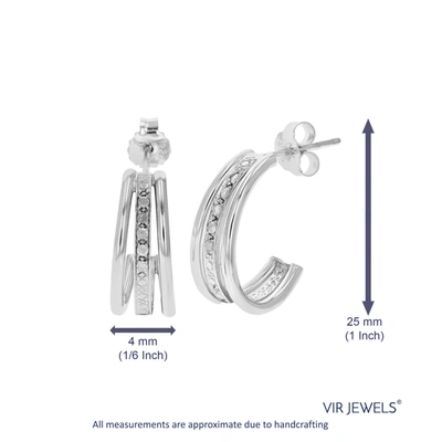 Vir Jewels 1/10 Cttw Diamond Hoop Earrings .925 Sterling Silver With Rhodium Plating In Silver