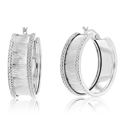 Vir Jewels 1/4 Cttw Diamond Hoop Earrings .925 Sterling Silver With Rhodium Plating 1 Inch In Silver