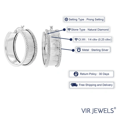 Vir Jewels 1/4 Cttw Diamond Hoop Earrings .925 Sterling Silver With Rhodium Plating 1 Inch In Silver