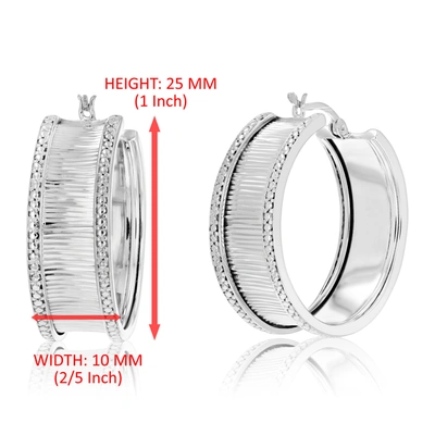 Vir Jewels 1/4 Cttw Diamond Hoop Earrings .925 Sterling Silver With Rhodium Plating 1 Inch In Silver