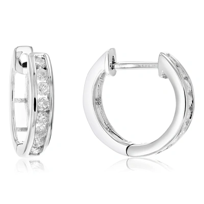 Vir Jewels 1/2 Cttw Diamond Hoop Earrings .925 Sterling Silver 16 Stones Dangle 1/2 Inch In Silver