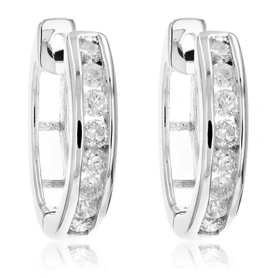 Vir Jewels 1/2 Cttw Diamond Hoop Earrings .925 Sterling Silver 16 Stones Dangle 1/2 Inch In Silver