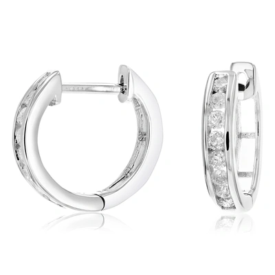 Vir Jewels 1/2 Cttw Diamond Hoop Earrings .925 Sterling Silver 16 Stones Dangle 1/2 Inch In Silver