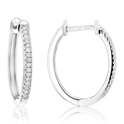 Vir Jewels 1/4 Cttw Diamond Hoop Earrings .925 Sterling Silver 30 Stones Prong Set 3/4 Inch In Silver