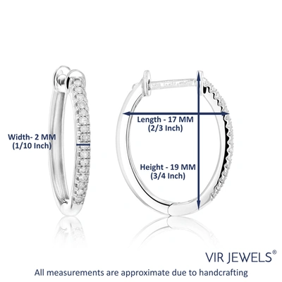 Vir Jewels 1/4 Cttw Diamond Hoop Earrings .925 Sterling Silver 30 Stones Prong Set 3/4 Inch In Silver