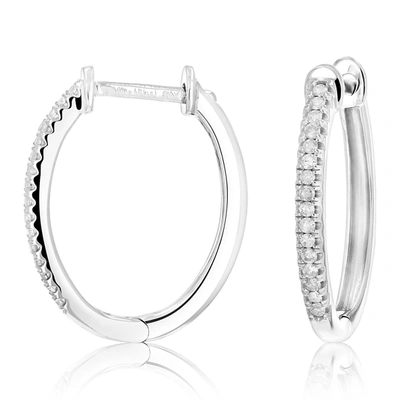 Vir Jewels 1/4 Cttw Diamond Hoop Earrings .925 Sterling Silver 30 Stones Prong Set 3/4 Inch In Silver