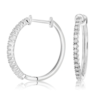 Vir Jewels 1/4 Cttw Diamond Hoop Earrings .925 Sterling Silver 30 Stones Dangle 3/4 Inch In Silver