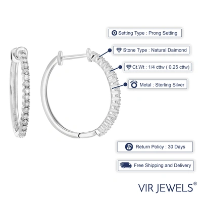 Vir Jewels 1/4 Cttw Diamond Hoop Earrings .925 Sterling Silver 30 Stones Dangle 3/4 Inch In Silver