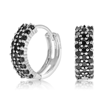 Vir Jewels 1 Cttw Black Diamond Hoop Earrings .925 Sterling Silver 54 Stone Dangle 1/2 Inch In White