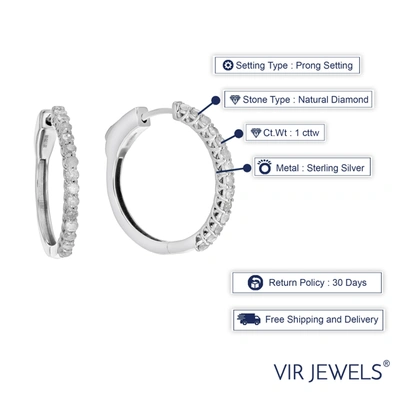 Vir Jewels 1 Cttw Diamond Hoop Earrings .925 Sterling Silver 28 Stones Dangle 1 Inch