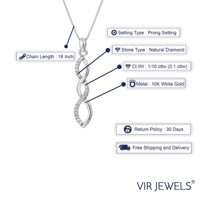 Vir Jewels 1/10 Cttw Diamond Wave Pendant In 10k White Gold With 18 Inch Chain In Silver
